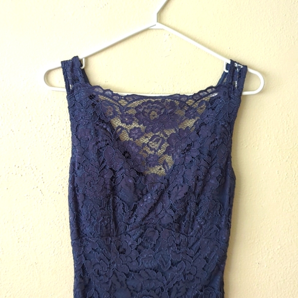 Elegant Le Chateau Floral Lace Blue Dress - Size 0 / XS - Picture 2 of 5